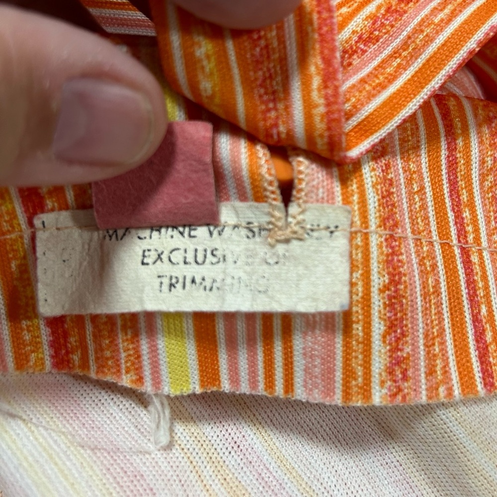 Vintage Handmade Orange Yellow White Pink Stripe Sundress Size XS - Picture 7 of 7